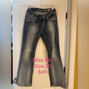 Miss Me Dark Blue Flare Jeans with Studded Details